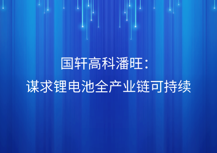 “碳”路可持續(xù)丨國(guó)軒高科潘旺：謀求鋰電池全產(chǎn)業(yè)鏈可持續(xù)