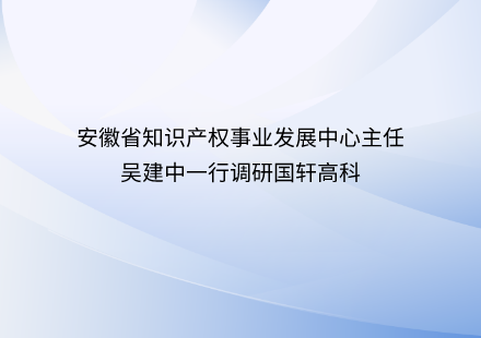 安徽省知識(shí)產(chǎn)權(quán)事業(yè)發(fā)展中心主任吳建中一行調(diào)研國(guó)軒高科
