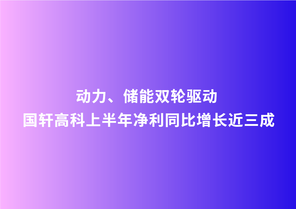 動(dòng)力、儲(chǔ)能雙輪驅(qū)動(dòng) 國(guó)軒高科上半年凈利同比增長(zhǎng)近三成